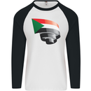 Curled Sudan Flag Sudanese Day Football Mens L/S Baseball T-Shirt White/Black