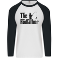 The Rodfather Funny Fishing Rod Father Mens L/S Baseball T-Shirt White/Black