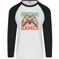 Christmas Gamer Funny Gaming Joypad Mens L/S Baseball T-Shirt White/Black