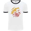Torn Bhutan Flag Bhutanese Day Football Mens Ringer T-Shirt White/Black