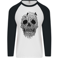 Tree Skull Mens L/S Baseball T-Shirt White/Black