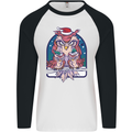 Bah Humbug Grumpy Christmas Owls Mens L/S Baseball T-Shirt White/Black