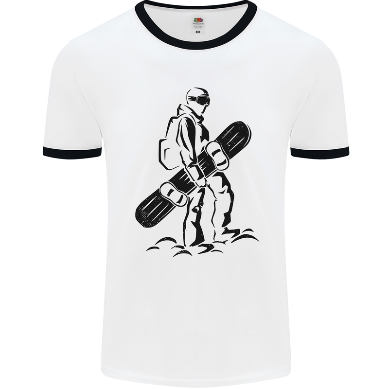 A Snowboarder Snowboarding Winter Sports Mens Ringer T-Shirt White/Black