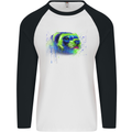 A Ferret Watercolour Mens L/S Baseball T-Shirt White/Black