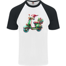 Scooter Christmas Hat MOD Moped Xmas Mens S/S Baseball T-Shirt White/Black