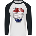 Gym The Dutch Flag Ripped Muscles Holland Mens L/S Baseball T-Shirt White/Black