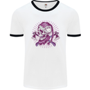 Viking Axe Skull Mens Ringer T-Shirt White/Black