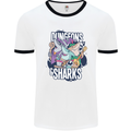 Dungeons & Sharks Role Play Games RPG Mens Ringer T-Shirt White/Black