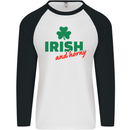 Irish and Horny St. Patrick's Day Mens L/S Baseball T-Shirt White/Black