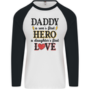 Fathers Day Daughter Love Son Hero Dad Mens L/S Baseball T-Shirt White/Black