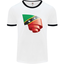 Curled Saint Kitts and Nevis Flag Day Football Mens Ringer T-Shirt White/Black