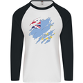 Torn Tuvalu Flag Tuvaluan Day Football Mens L/S Baseball T-Shirt White/Black