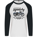 Legendary Motorcycles Biker Cafe Racer Mens L/S Baseball T-Shirt White/Black