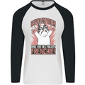 Hail the All Mighty Frenchie French Bulldog Dog Mens L/S Baseball T-Shirt White/Black