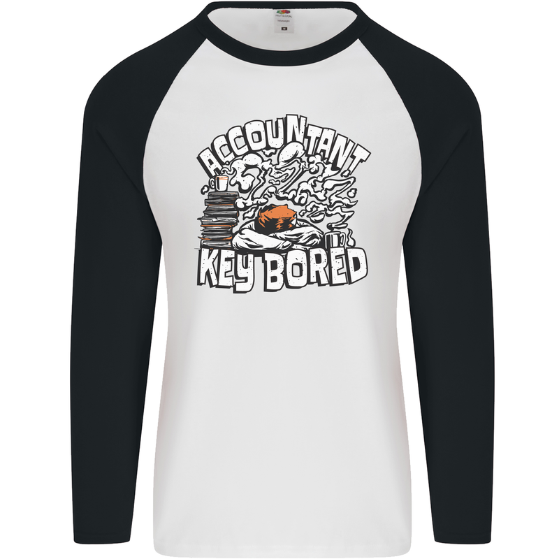 A Bored Accountant Mens L/S Baseball T-Shirt White/Black