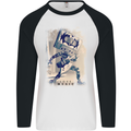 Love Music Rock n Roll Guitar Mens L/S Baseball T-Shirt White/Black