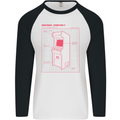 Retro Arcade Game Cabinet Gaming Gamer Mens L/S Baseball T-Shirt White/Black