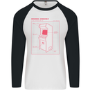 Retro Arcade Game Cabinet Gaming Gamer Mens L/S Baseball T-Shirt White/Black