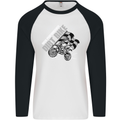 Motocross Dirt Bike MotoX Scrambling Mens L/S Baseball T-Shirt White/Black