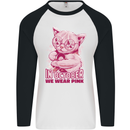 Breast Cancer Awareness October Cat Mens L/S Baseball T-Shirt White/Black