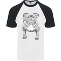 American Bully Striking a Pose Dog Mens S/S Baseball T-Shirt White/Black