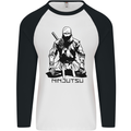 Ninjitsu A Ninja MMA Mixed Martial Arts Mens L/S Baseball T-Shirt White/Black