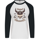 Nordic Warrior Viking Skull Mens L/S Baseball T-Shirt White/Black