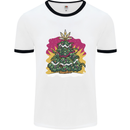 A Weed Christmas Tree Cannabis Trippy Mens Ringer T-Shirt White/Black