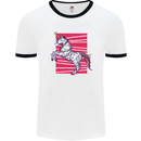 A Christmas Unicorn in Xmas Fairy Lights Mens Ringer T-Shirt White/Black