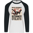 Novice Cyclists Funny Bicycle Cycling Mens L/S Baseball T-Shirt White/Black