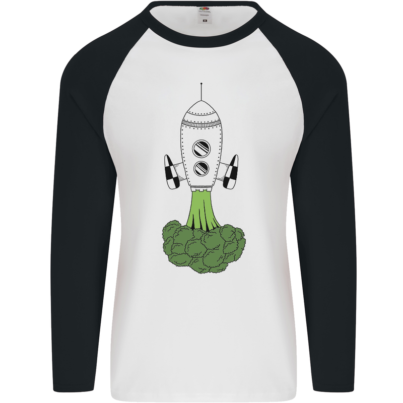 Smoked Broccoli Mens L/S Baseball T-Shirt White/Black