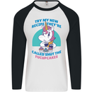 Shut the Fuckupcakes Funny Offensive Unicorn Mens L/S Baseball T-Shirt White/Black