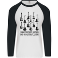 I Have Too Many Guitars Funny Guitarist Mens L/S Baseball T-Shirt White/Black