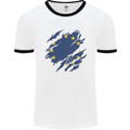 Torn EU Flag European Union Flag Football Mens Ringer T-Shirt White/Black