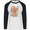 Snail Playing Guitar Rock Music Guitarist Mens L/S Baseball T-Shirt White/Black