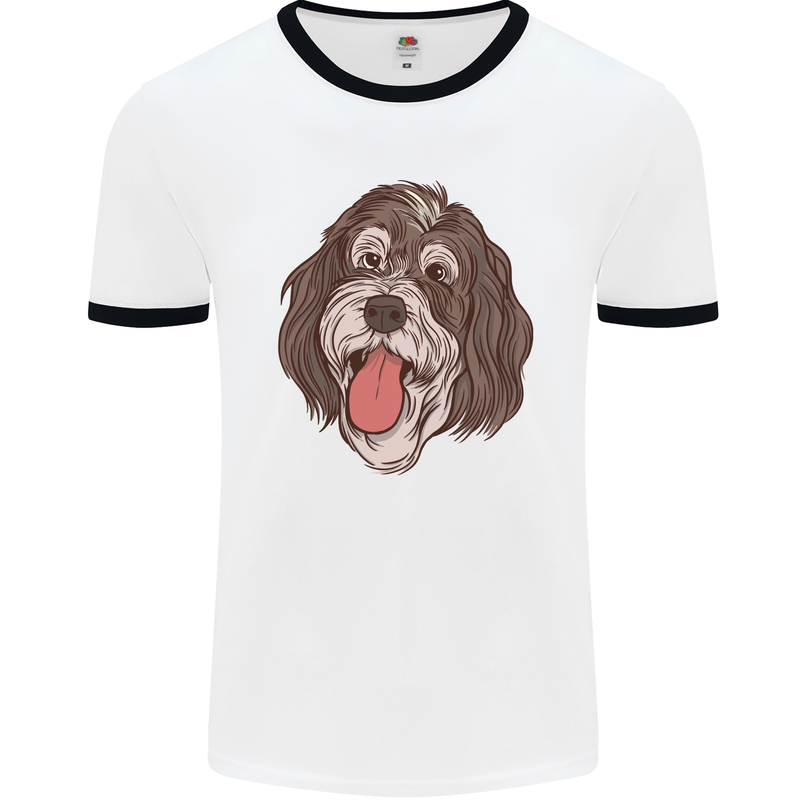 Bernedoodle Dog Mens Ringer T-Shirt White/Black