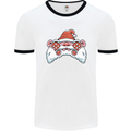 Santa Controller Video Games Gaming Joypad Xmas Mens Ringer T-Shirt White/Black