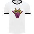 Offensive Goat With Finger Flip Glasses Mens Ringer T-Shirt White/Black