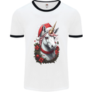 Christmas Unicorn Wreath Xmas Mens Ringer T-Shirt White/Black