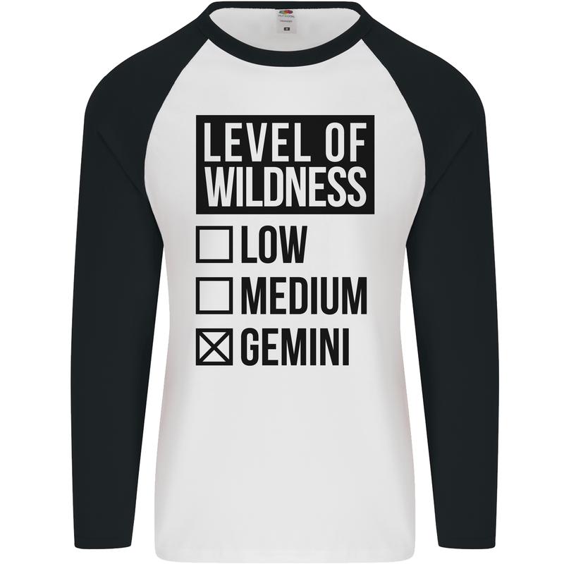 Levels of Wildness Gemini Mens L/S Baseball T-Shirt White/Black