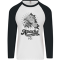 Apache Apparel Motorbike Motorcycle Biker Mens L/S Baseball T-Shirt White/Black