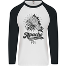 Apache Apparel Motorbike Motorcycle Biker Mens L/S Baseball T-Shirt White/Black