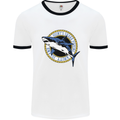 Quints Shark Fishing Amnity Island Great White Mens Ringer T-Shirt White/Black