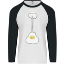 Funny Egg Guitar Acoustic Electric Bass Mens L/S Baseball T-Shirt White/Black
