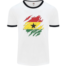 Torn Ghana Flag Ghanaian Day Football Mens Ringer T-Shirt White/Black