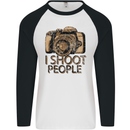 Photography I Shoot People Photographer Mens L/S Baseball T-Shirt White/Black