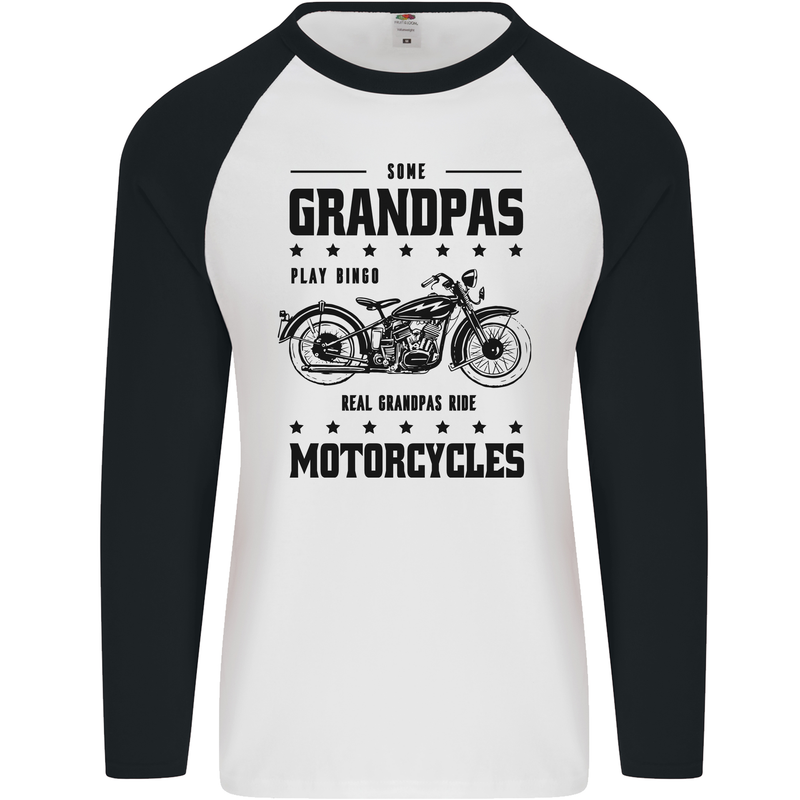 Some Grandpas Funny Biker Motorbike Bike Mens L/S Baseball T-Shirt White/Black