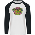 Halloween Zombie Face Mens L/S Baseball T-Shirt White/Black