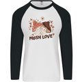 Mush Love Funny Mushroom Mycology Mens L/S Baseball T-Shirt White/Black