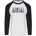 Master of Chess Mens L/S Baseball T-Shirt White/Black